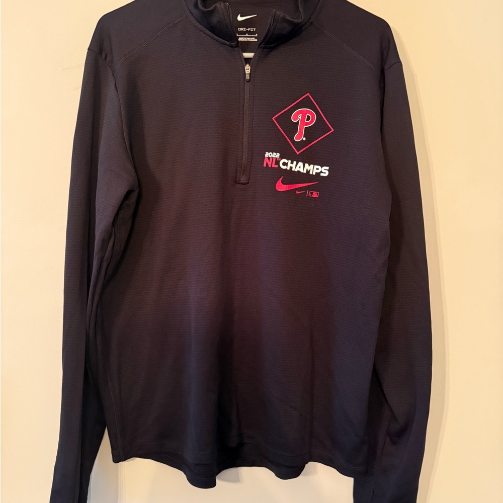 Philadelphia Phillies Nike Dri-Fit Black 2022 NL Champs 1/4 Zip Pullover